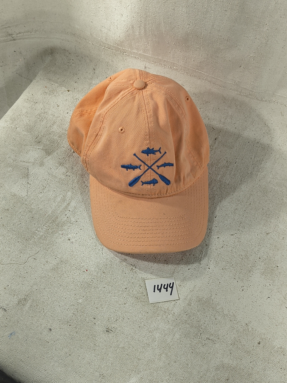 Salt Life Men's Peach Adjustable Cap with Navy Fish Embroidery